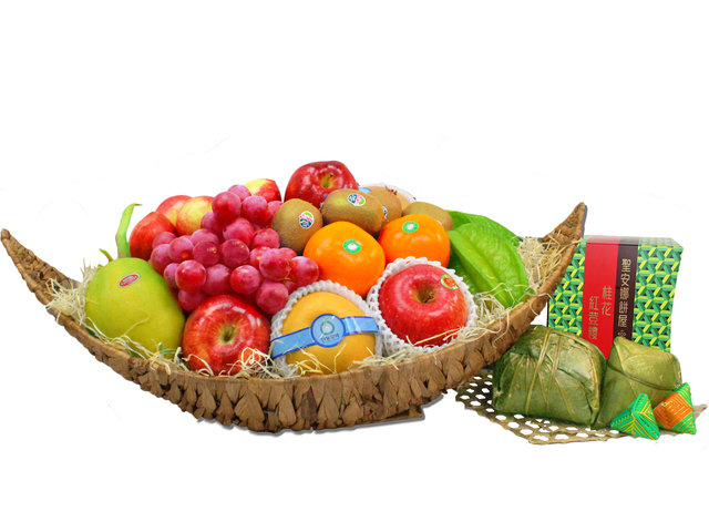 Wine n Food Hamper - Dragon Boat Festival Fruit with Rice Dumpling Premium Basket Y8 - L3122413 Photo